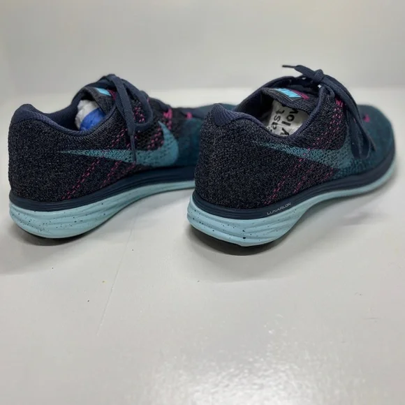 Women's Nike Flyknit Lunar 3 Blue and Pink Running shoes Size 7 - Picture 5 of 11